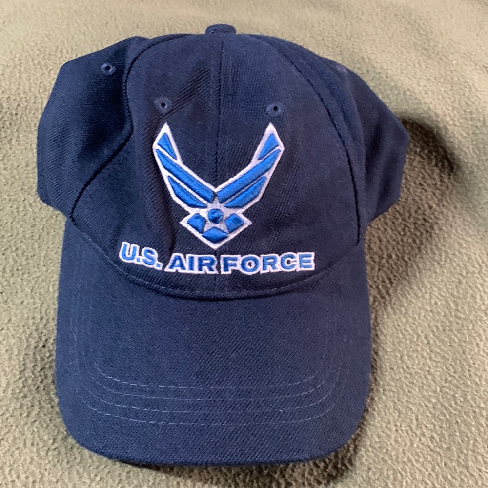 Official licensed Air Force Hat. Blue. Hook and loop adjustable fastener.